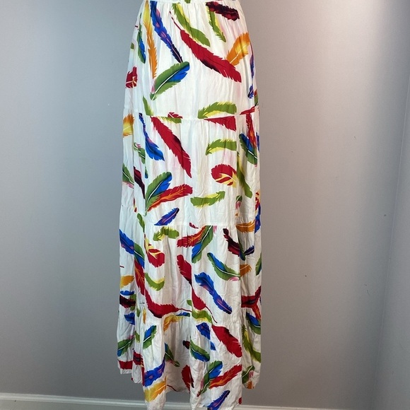 Boho Feather print multi color maxi dress size small - Picture 8 of 13